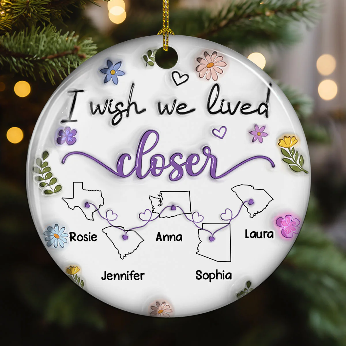 I Wish We Lived Closer More Friends Version - Personalized Custom 3D Inflated Effect Ceramic Ornament - Image 3