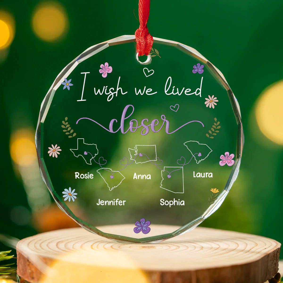 I Wish We Lived Closer More Friends Version - Personalized Custom Glass Ornament - Image 5