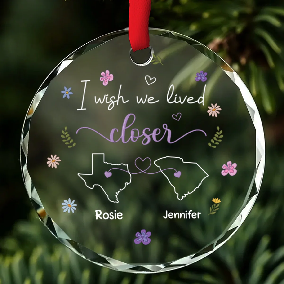 I Wish We Lived Closer More Friends Version - Personalized Custom Glass Ornament - Image 6