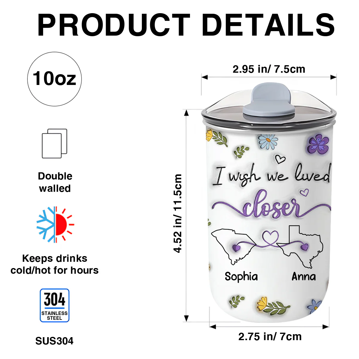 I Wish We Lived Closer - Personalized Custom 10oz Tumbler - Image 6