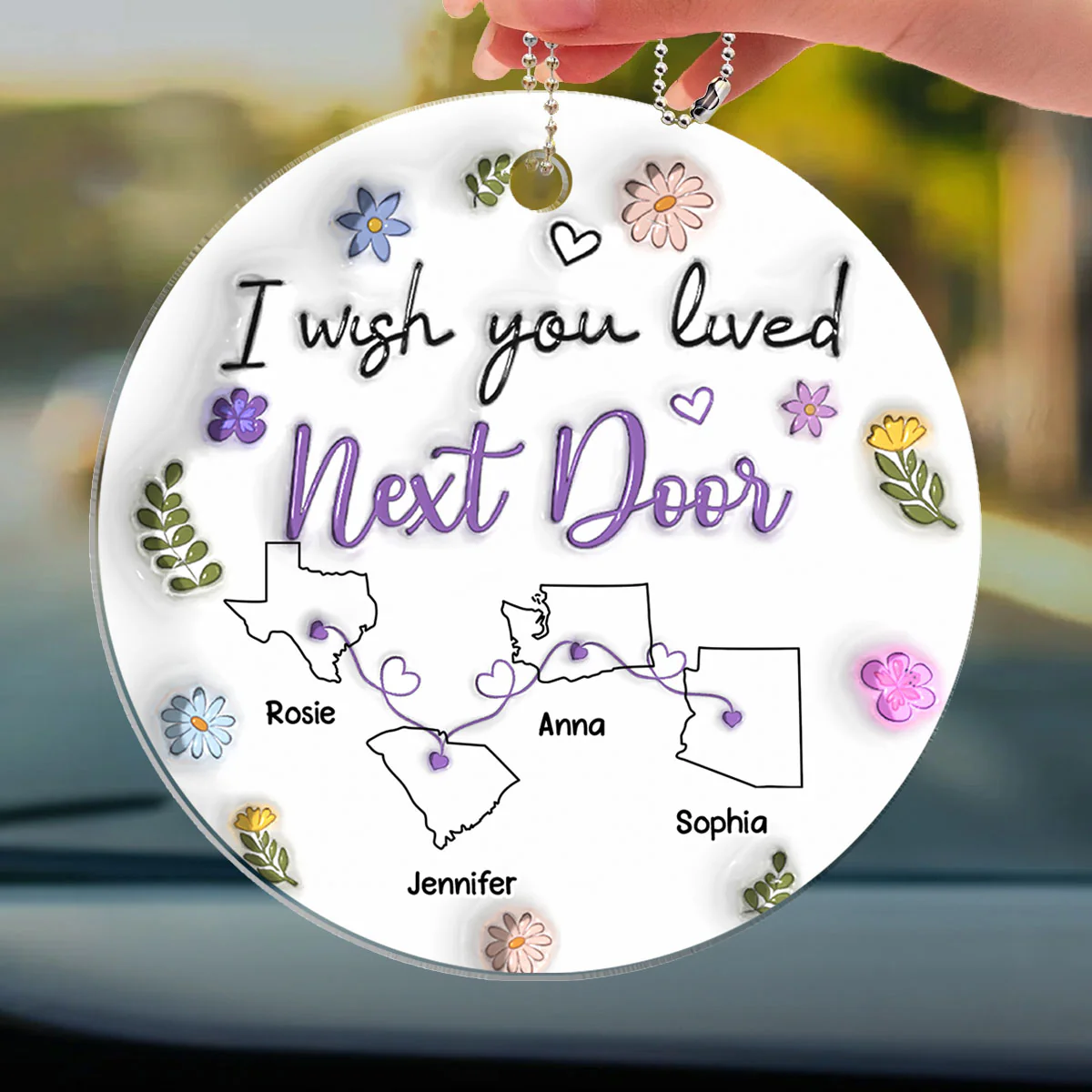 I Wish We Lived Closer - Personalized Custom 3D Inflated Effect Car Ornament - Image 3