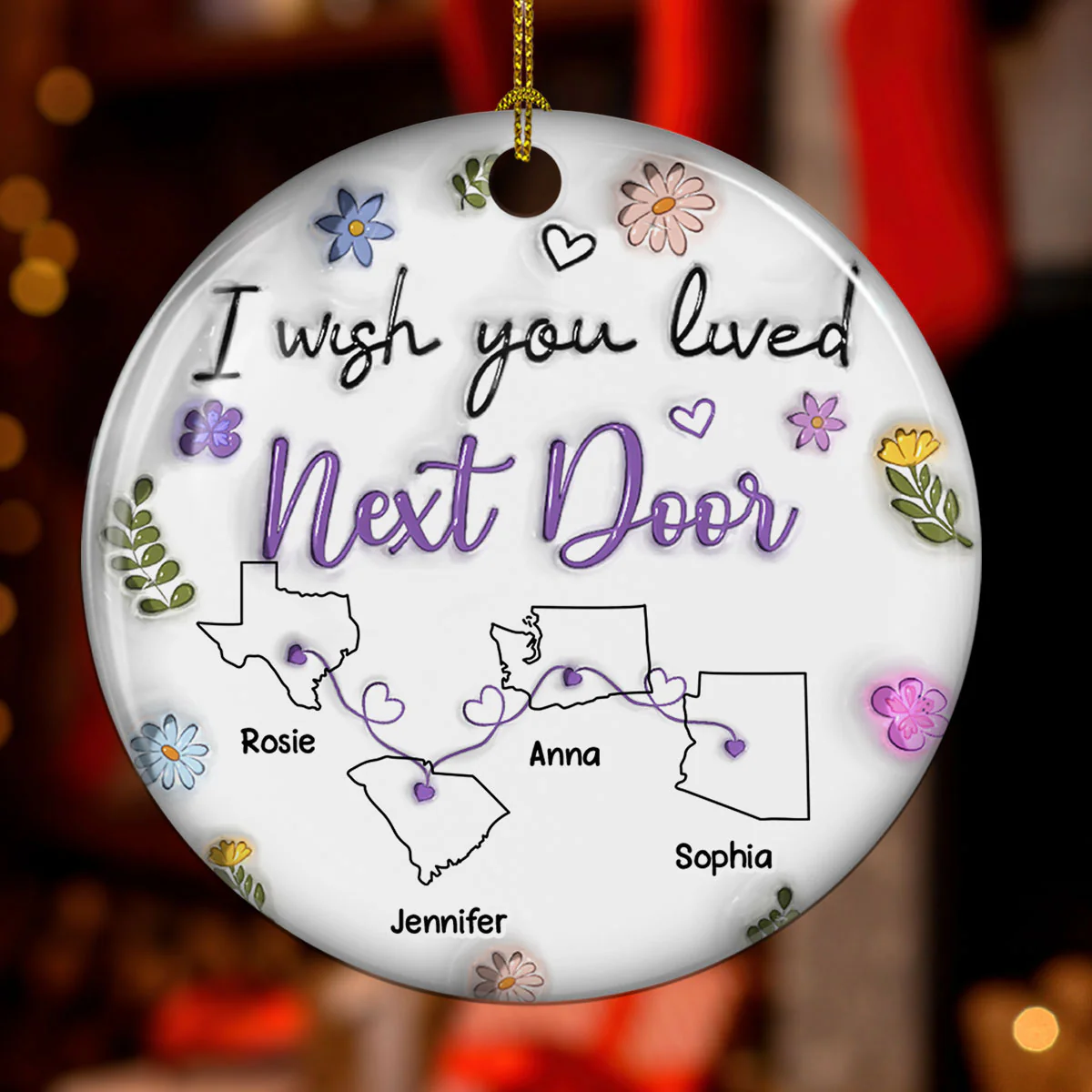 I Wish We Lived Closer - Personalized Custom 3D Inflated Effect Ceramic Ornament - Image 3