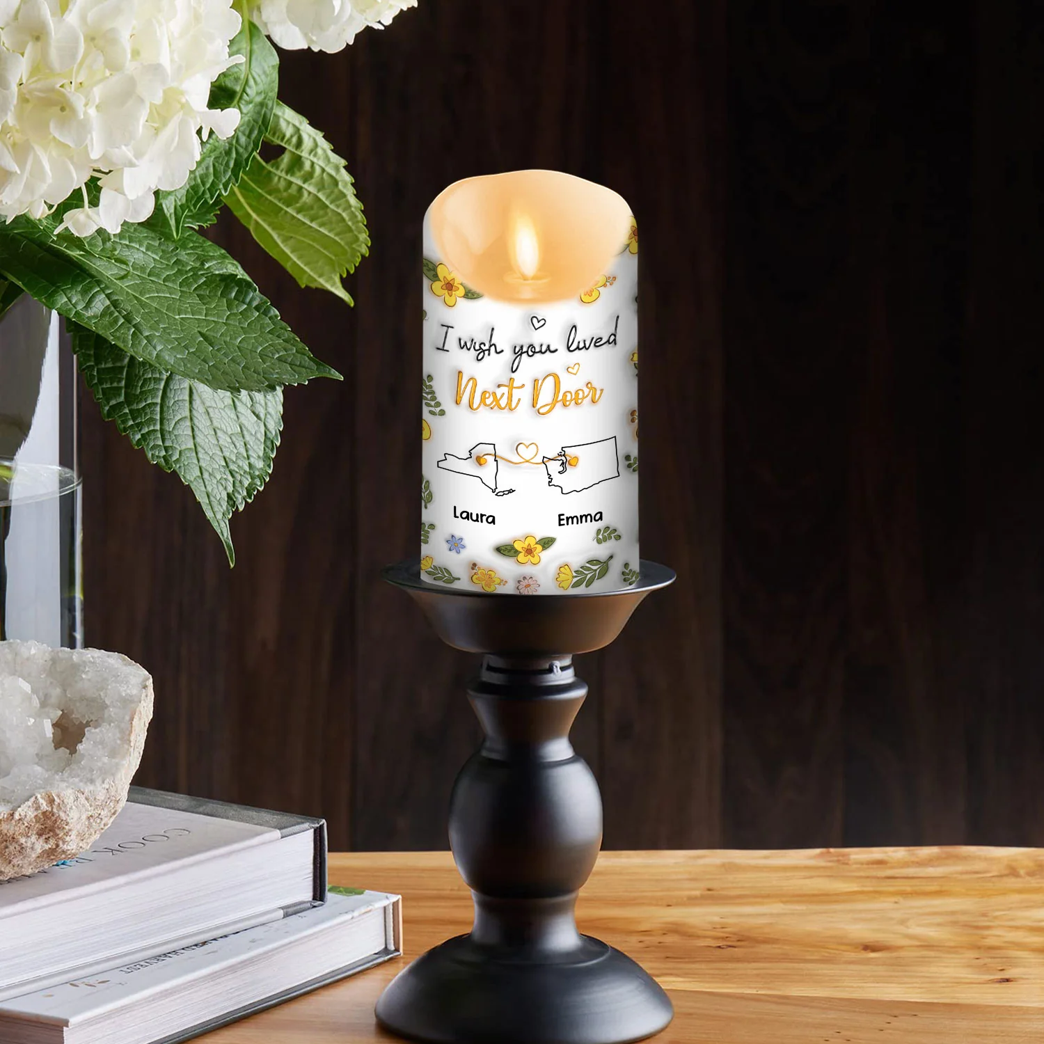 I Wish We Lived Closer - Personalized Custom 3D Inflated Effect LED Candle - Image 2