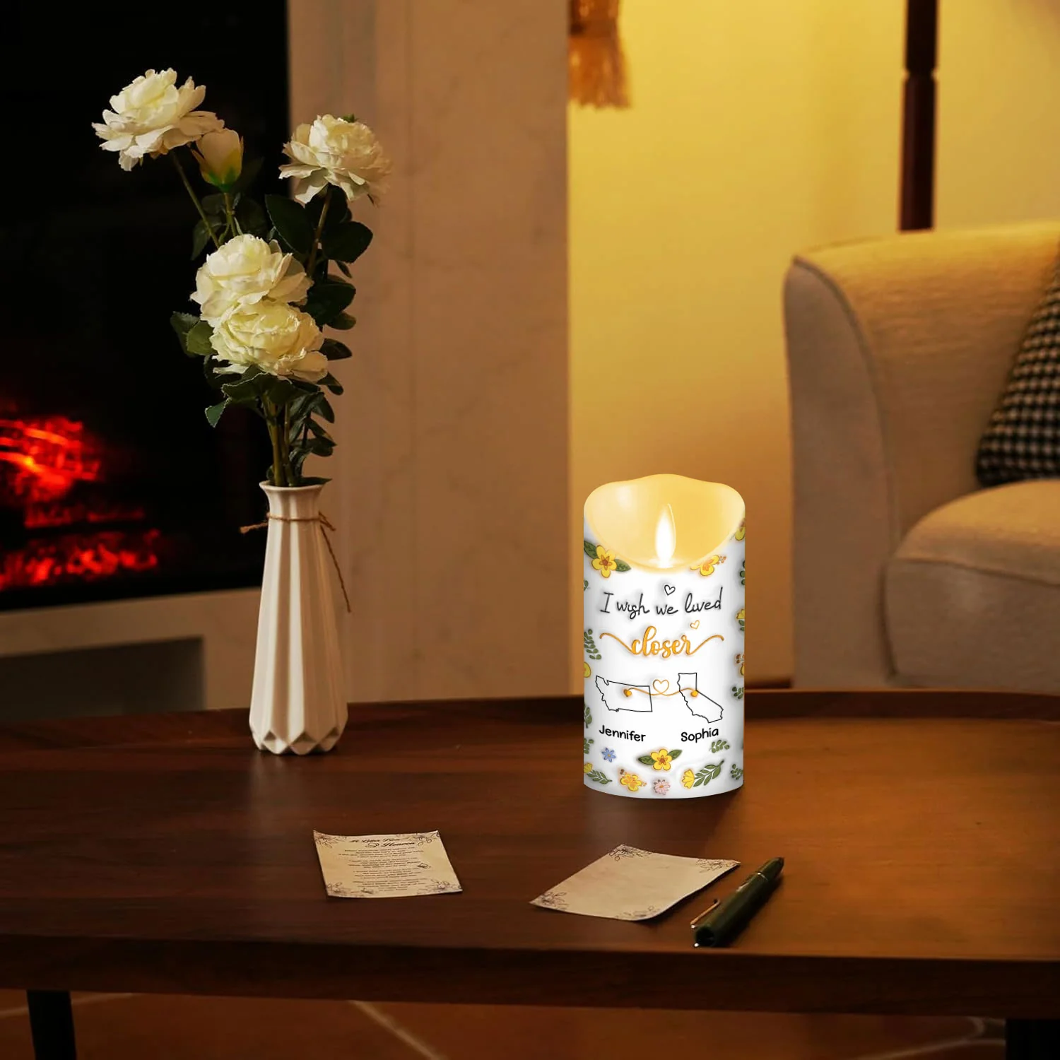I Wish We Lived Closer - Personalized Custom 3D Inflated Effect LED Candle - Image 3