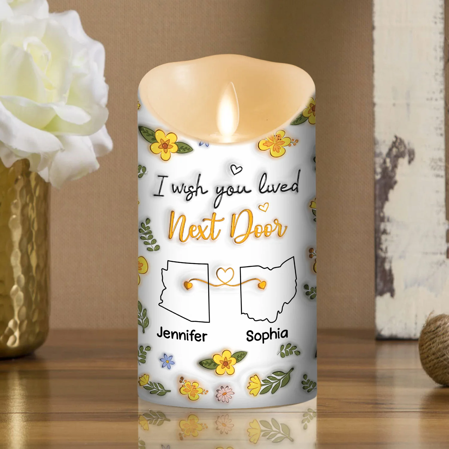 I Wish We Lived Closer - Personalized Custom 3D Inflated Effect LED Candle - Image 4