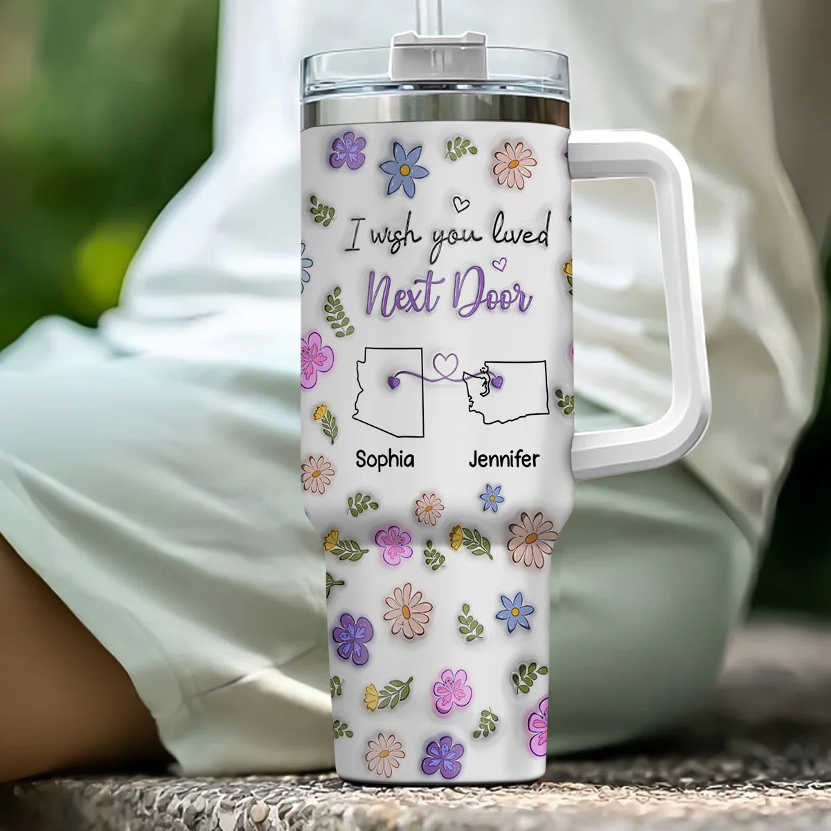 I Wish We Lived Closer - Personalized Custom 3D Inflated Effect Printed 40 Oz Tumbler - Image 2