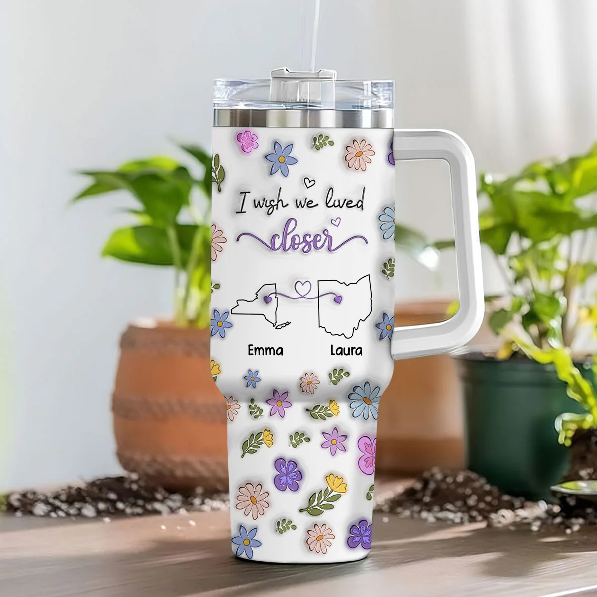 I Wish We Lived Closer - Personalized Custom 3D Inflated Effect Printed 40 Oz Tumbler - Image 3