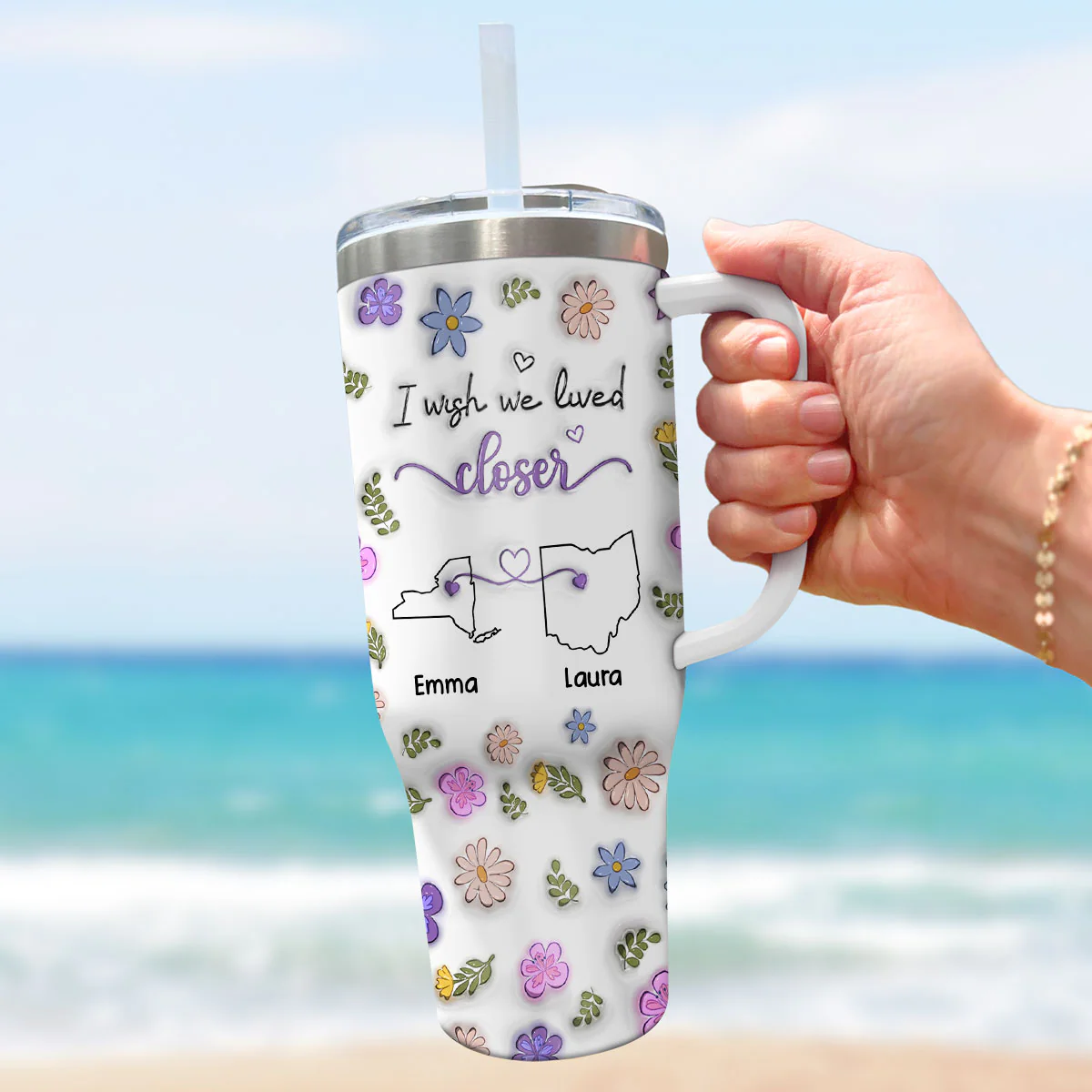 I Wish We Lived Closer - Personalized Custom 3D Inflated Effect Printed 40 Oz Tumbler - Image 4