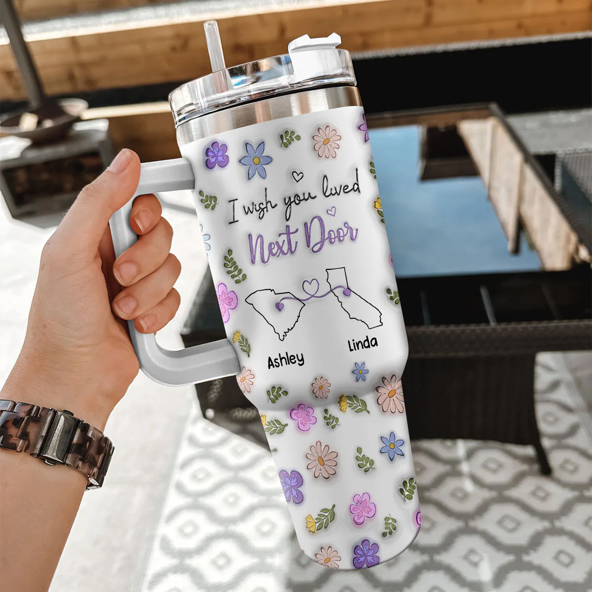 I Wish We Lived Closer - Personalized Custom 3D Inflated Effect Printed 40 Oz Tumbler - Image 5