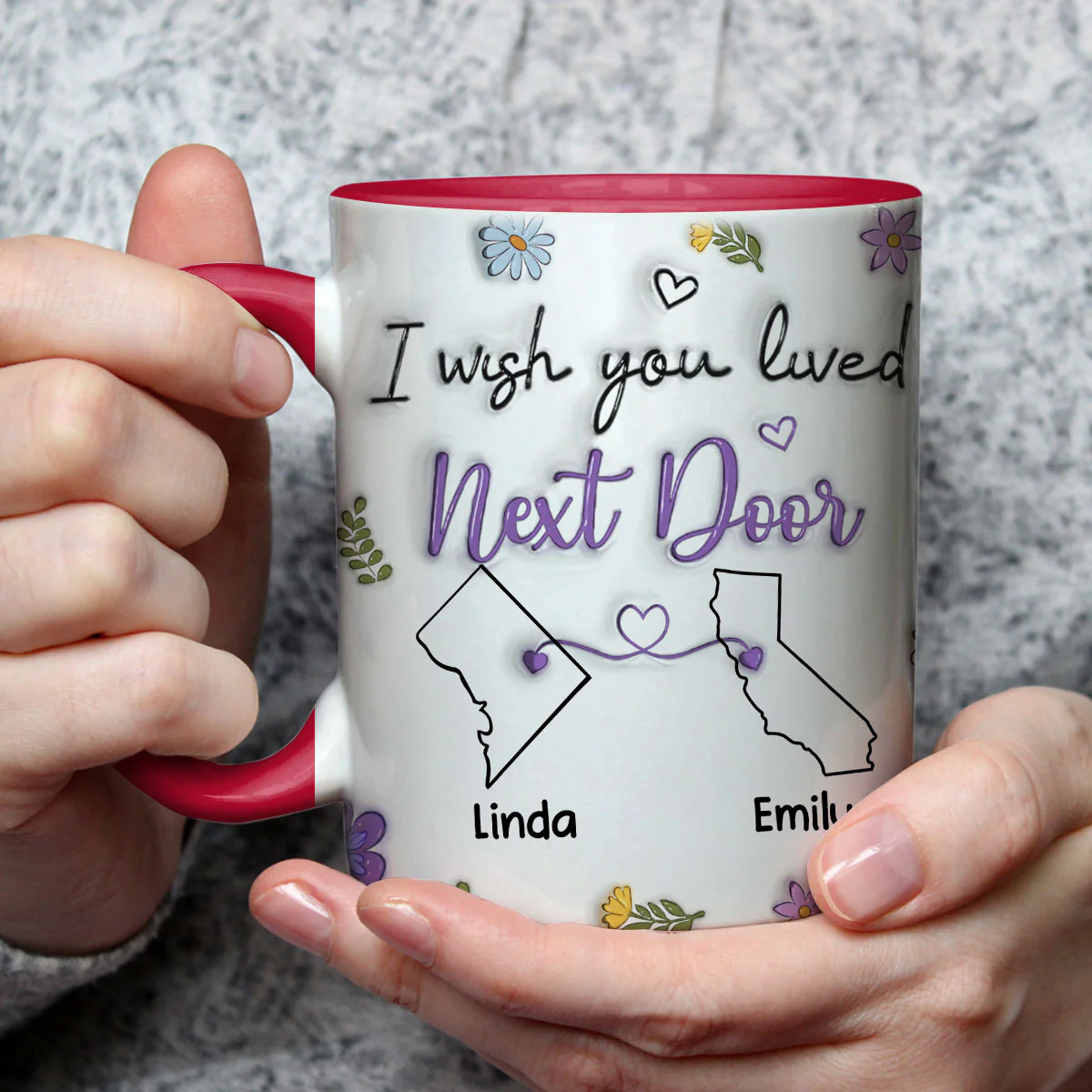 I Wish We Lived Closer - Personalized Custom Accent Mug - Image 2