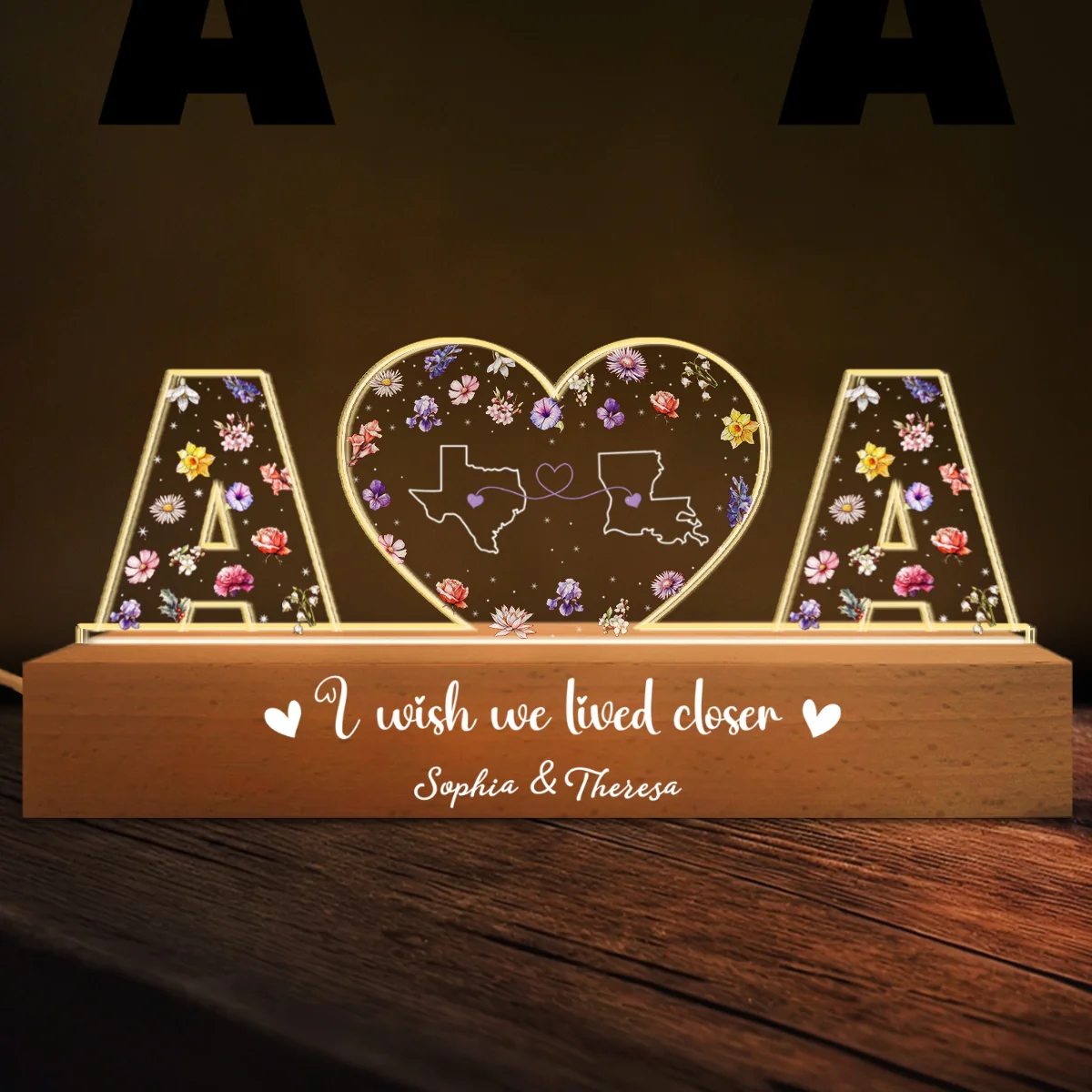 I Wish We Lived Closer - Personalized Custom Acrylic Letters 3D LED Night Light - Image 6