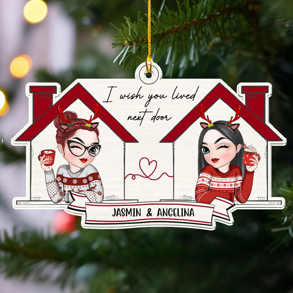 I Wish We Lived  Closer -  Personalized Custom Acrylic Ornament - Image 2