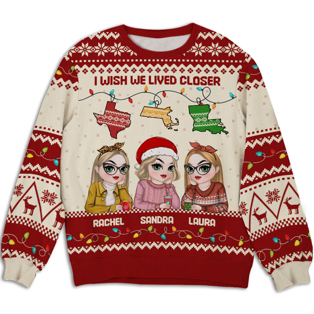 I Wish We Lived Closer - Personalized Custom All-Over-Print Sweatshirt