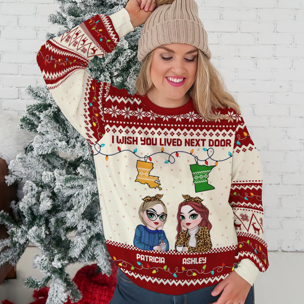 I Wish We Lived Closer - Personalized Custom All-Over-Print Sweatshirt - Image 4