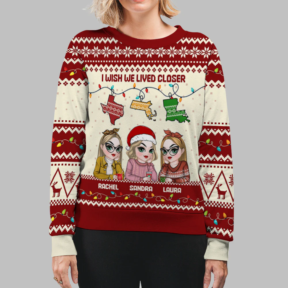 I Wish We Lived Closer - Personalized Custom All-Over-Print Sweatshirt - Image 5