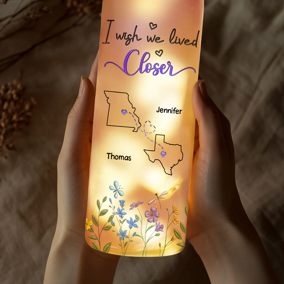 I Wish We Lived Closer - Personalized Custom Bottle Lamp - Image 4