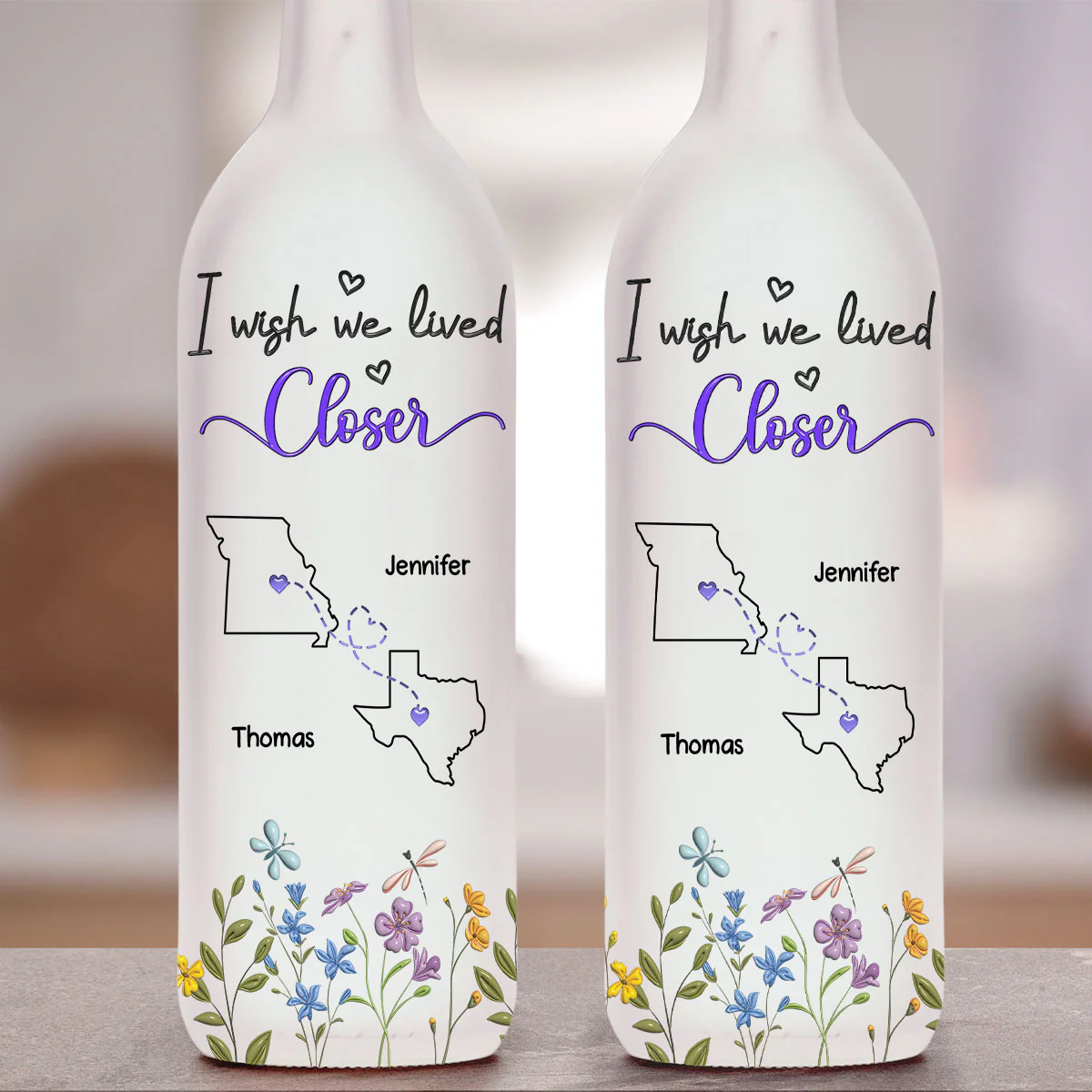 I Wish We Lived Closer - Personalized Custom Bottle Lamp - Image 5