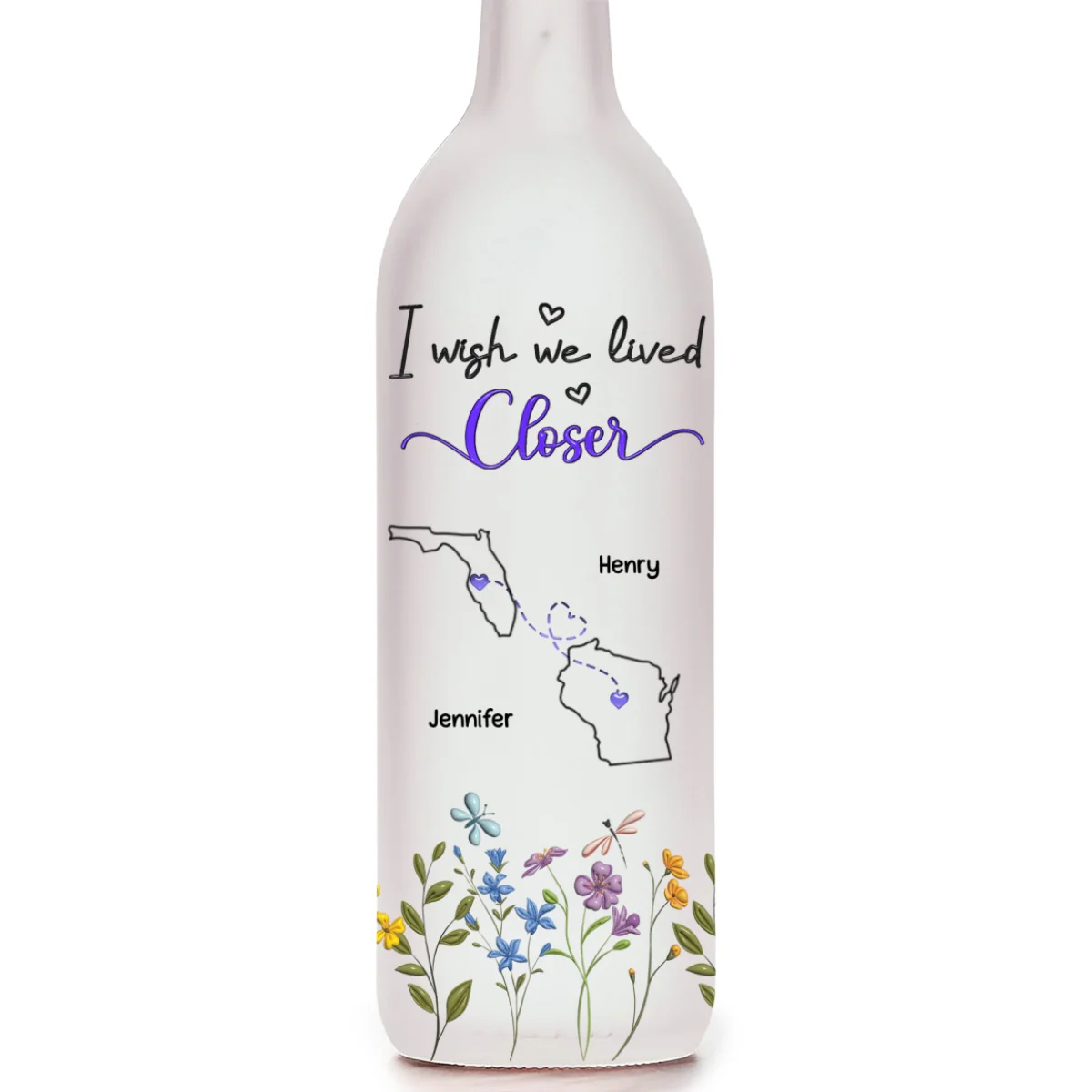 I Wish We Lived Closer - Personalized Custom Bottle Lamp - Image 7