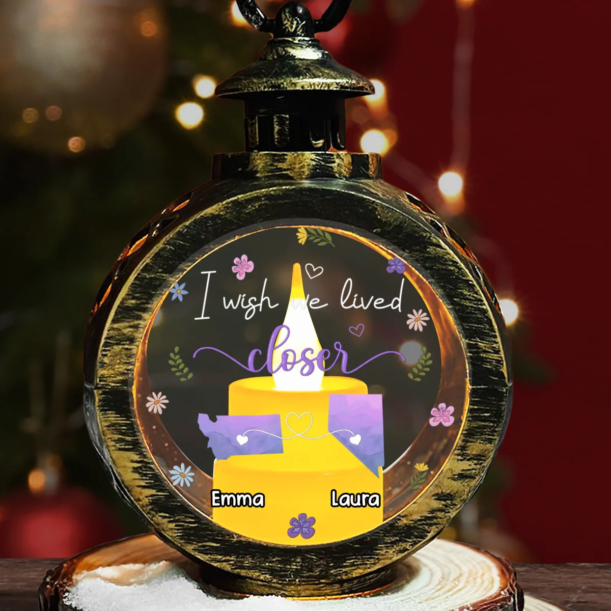 I Wish We Lived Closer - Personalized Custom Christmas Lantern - Image 6