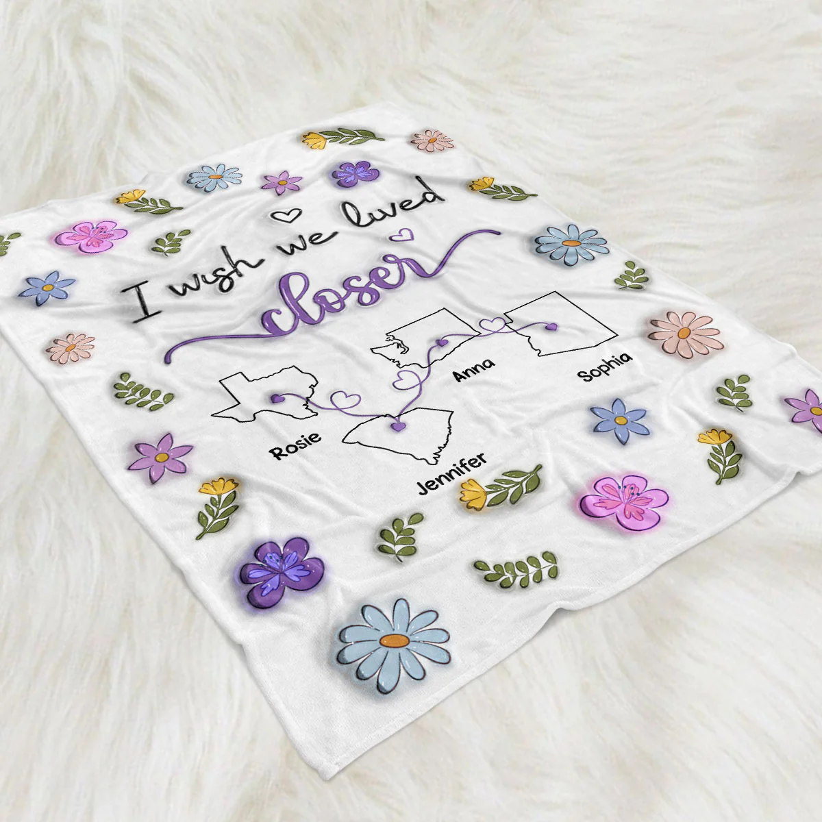 I Wish We Lived Closer - Personalized Custom Fleece Blanket - Image 3