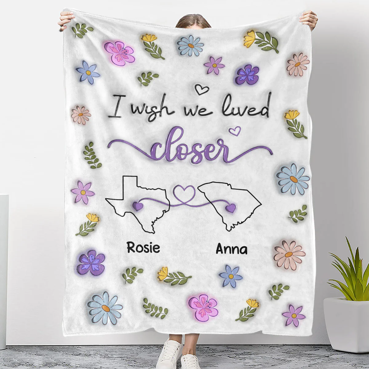 I Wish We Lived Closer - Personalized Custom Fleece Blanket - Image 6