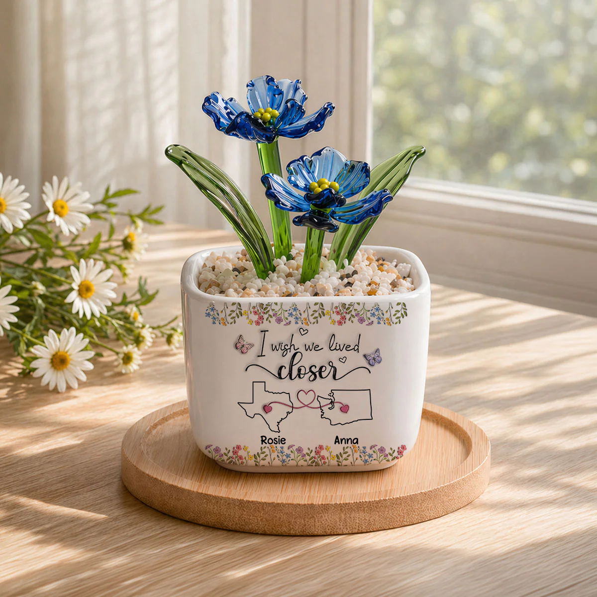I Wish We Lived Closer - Personalized Custom Glass Birth Month Flower