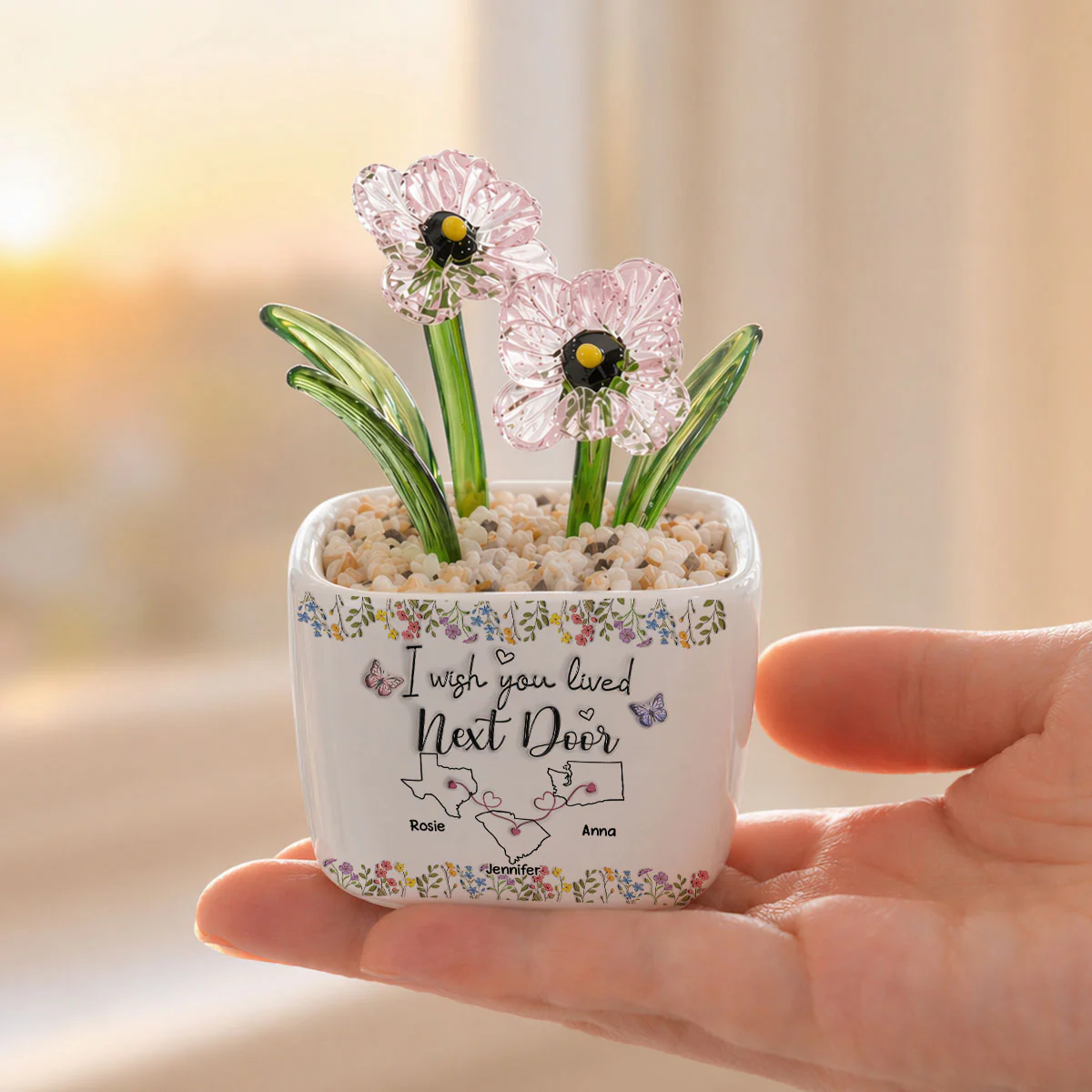 I Wish We Lived Closer - Personalized Custom Glass Birth Month Flower - Image 4