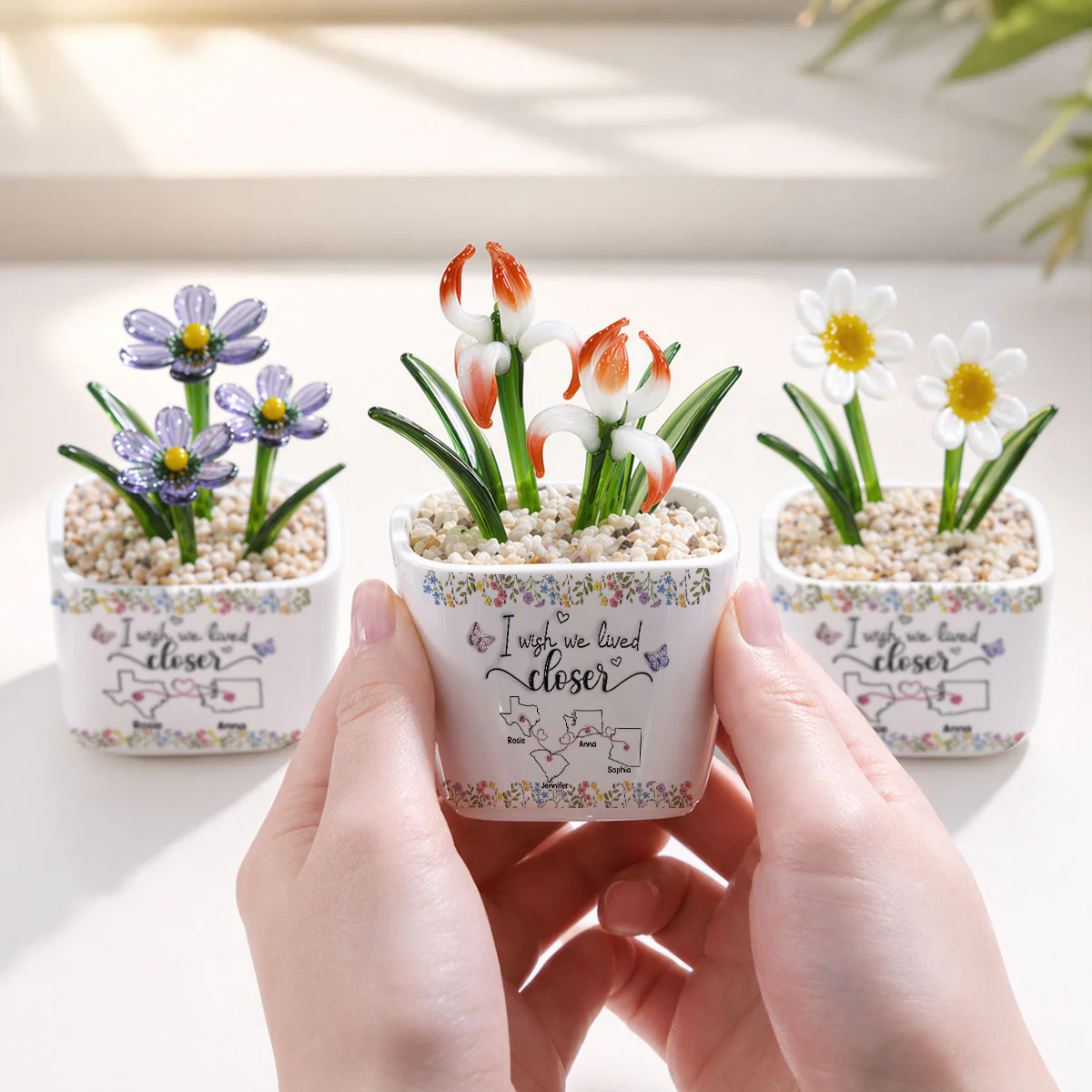 I Wish We Lived Closer - Personalized Custom Glass Birth Month Flower - Image 5