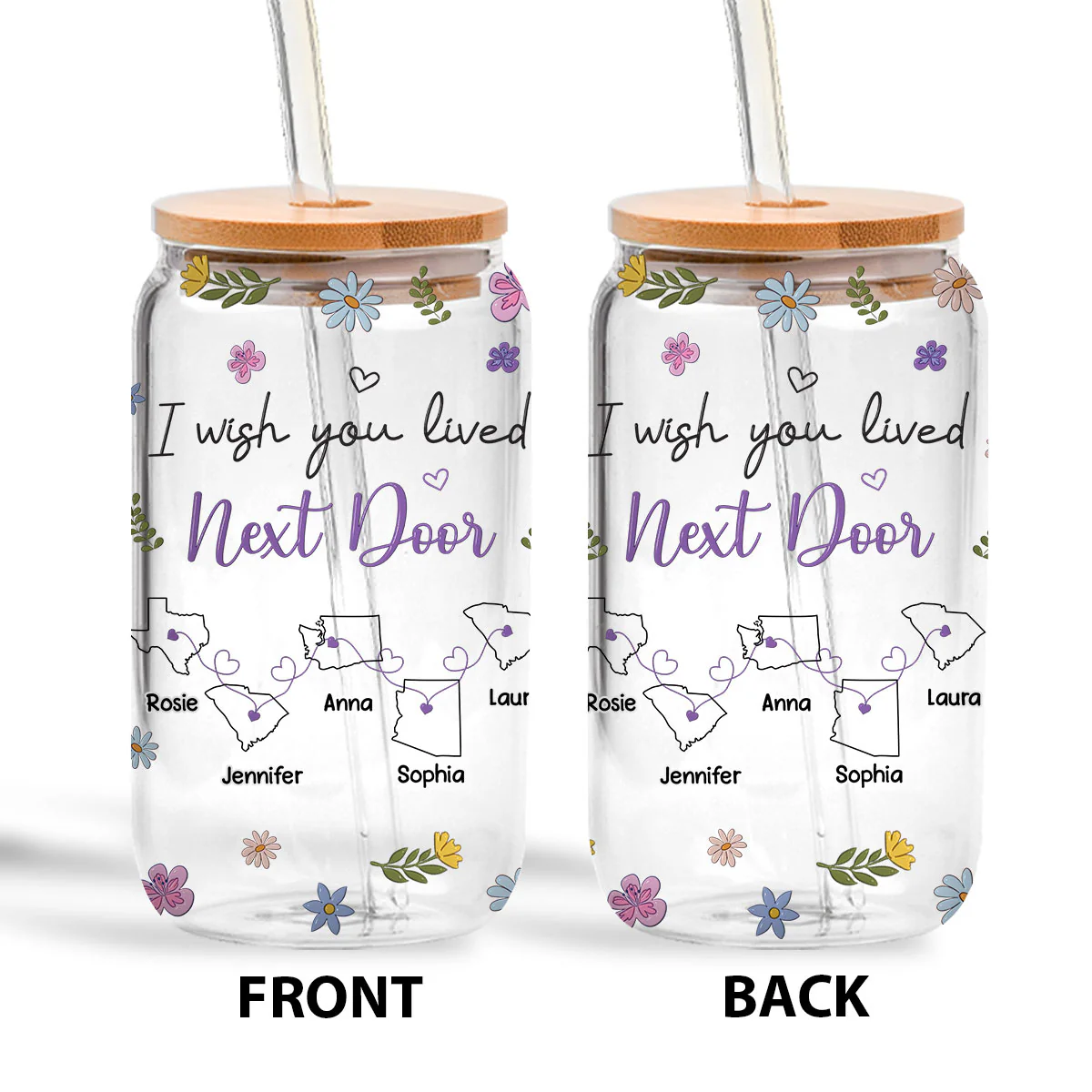 I Wish We Lived Closer - Personalized Custom Glass Can - Image 2