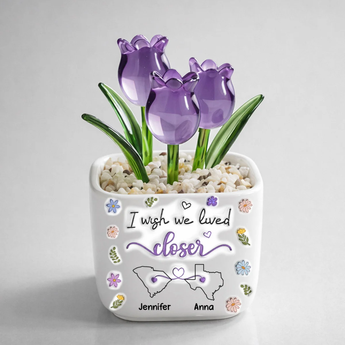 I Wish We Lived Closer - Personalized Custom Glass Everlasting Tulips - Image 11