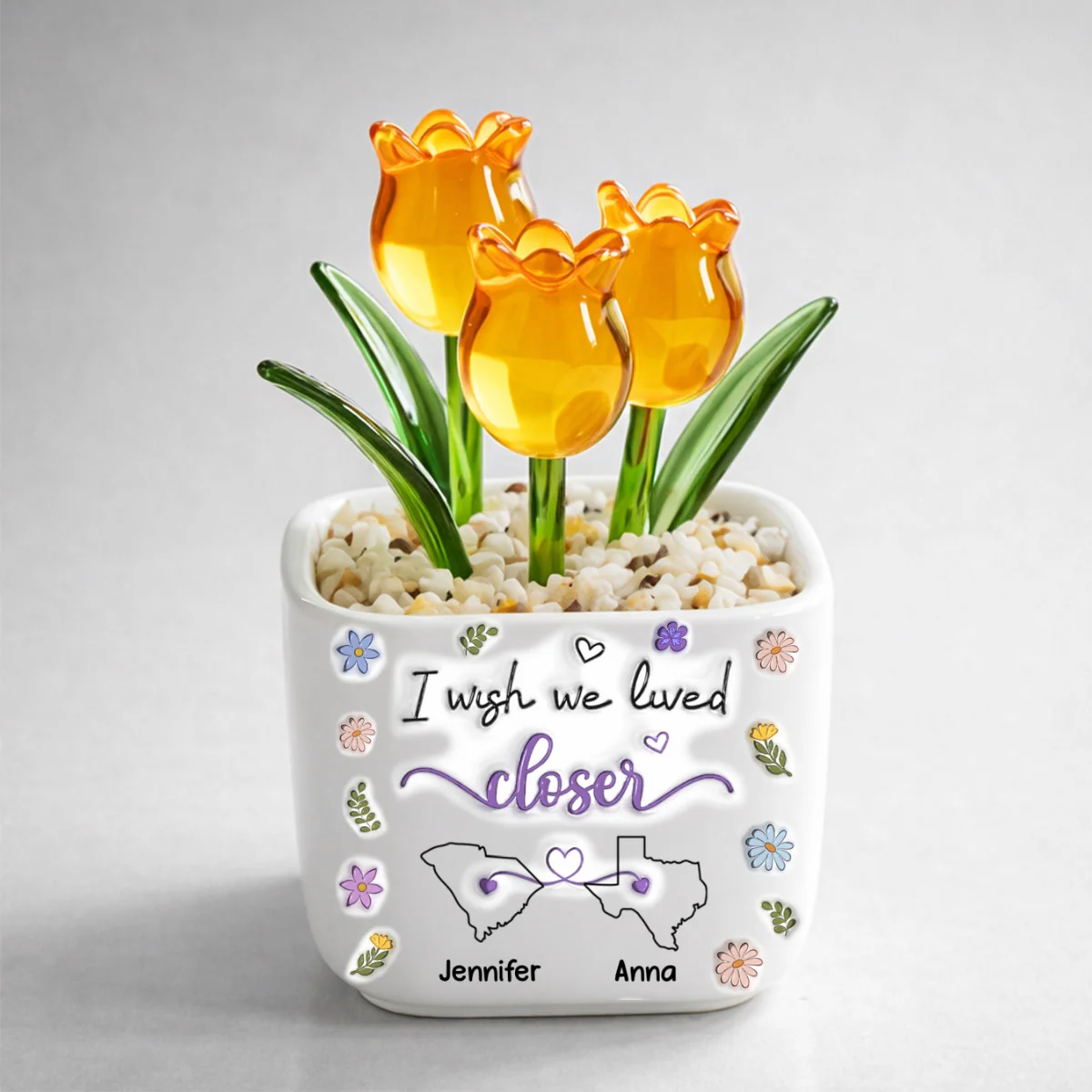 I Wish We Lived Closer - Personalized Custom Glass Everlasting Tulips - Image 12