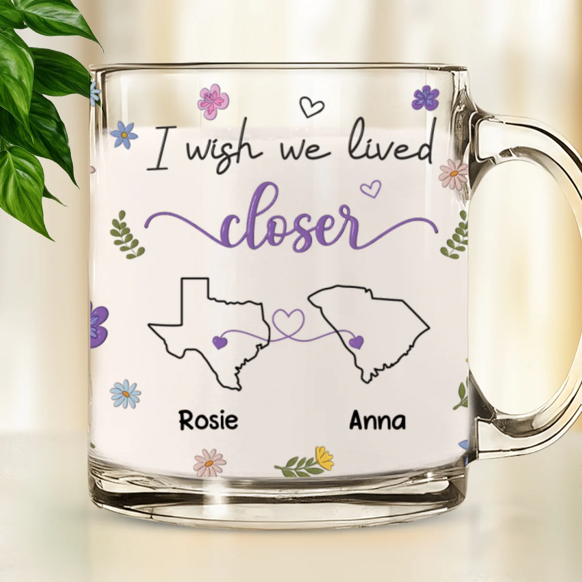 I Wish We Lived Closer Version 2 - Personalized Custom Glass Mug - Image 6
