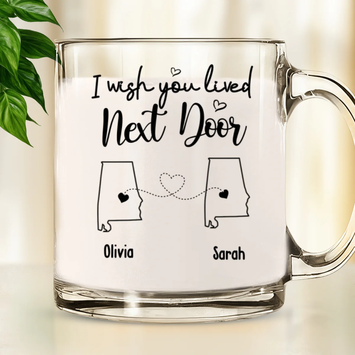 I Wish We Lived Closer - Personalized Custom Glass Mug - Image 6