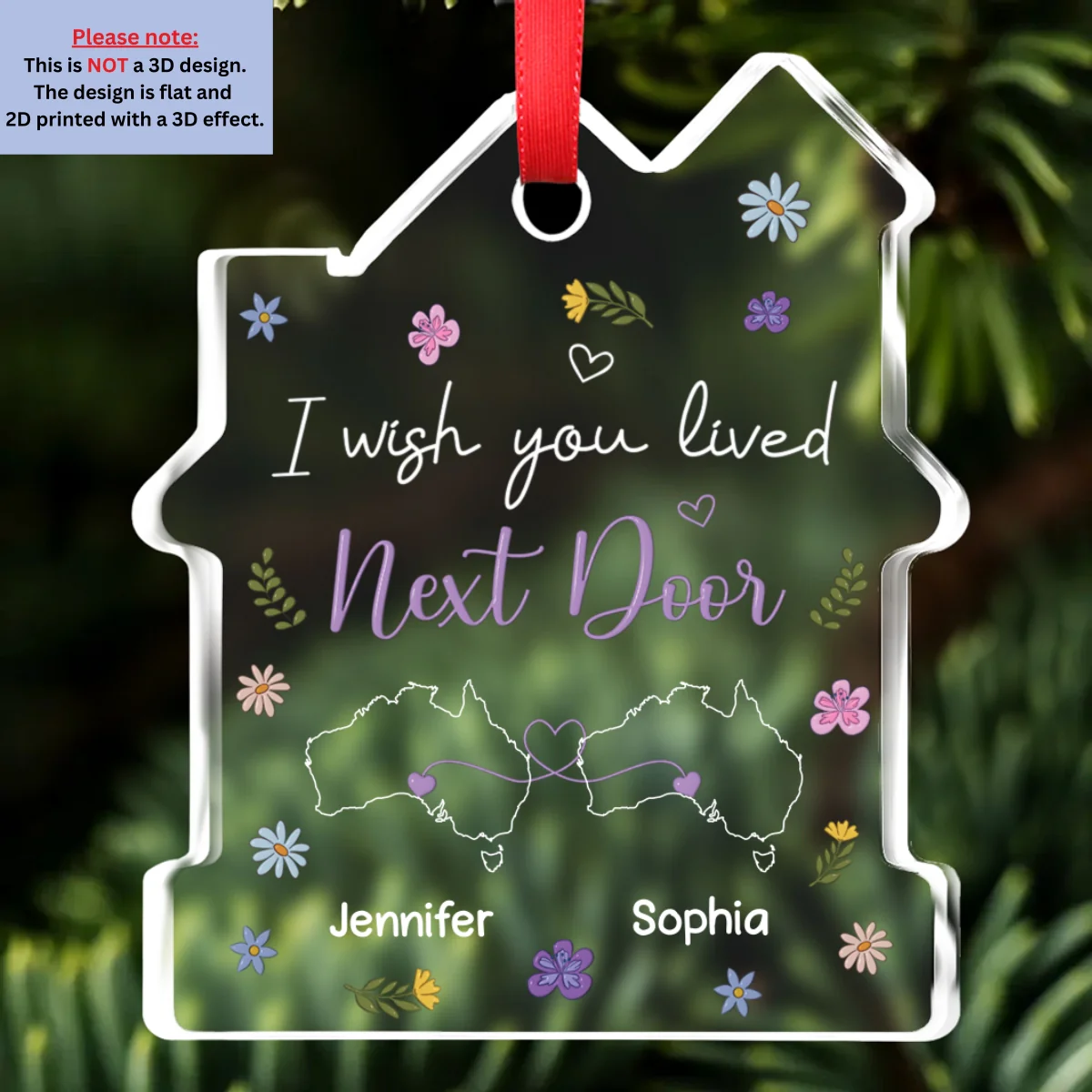 I Wish We Lived Closer - Personalized Custom House Shaped Glass Ornament - Image 7