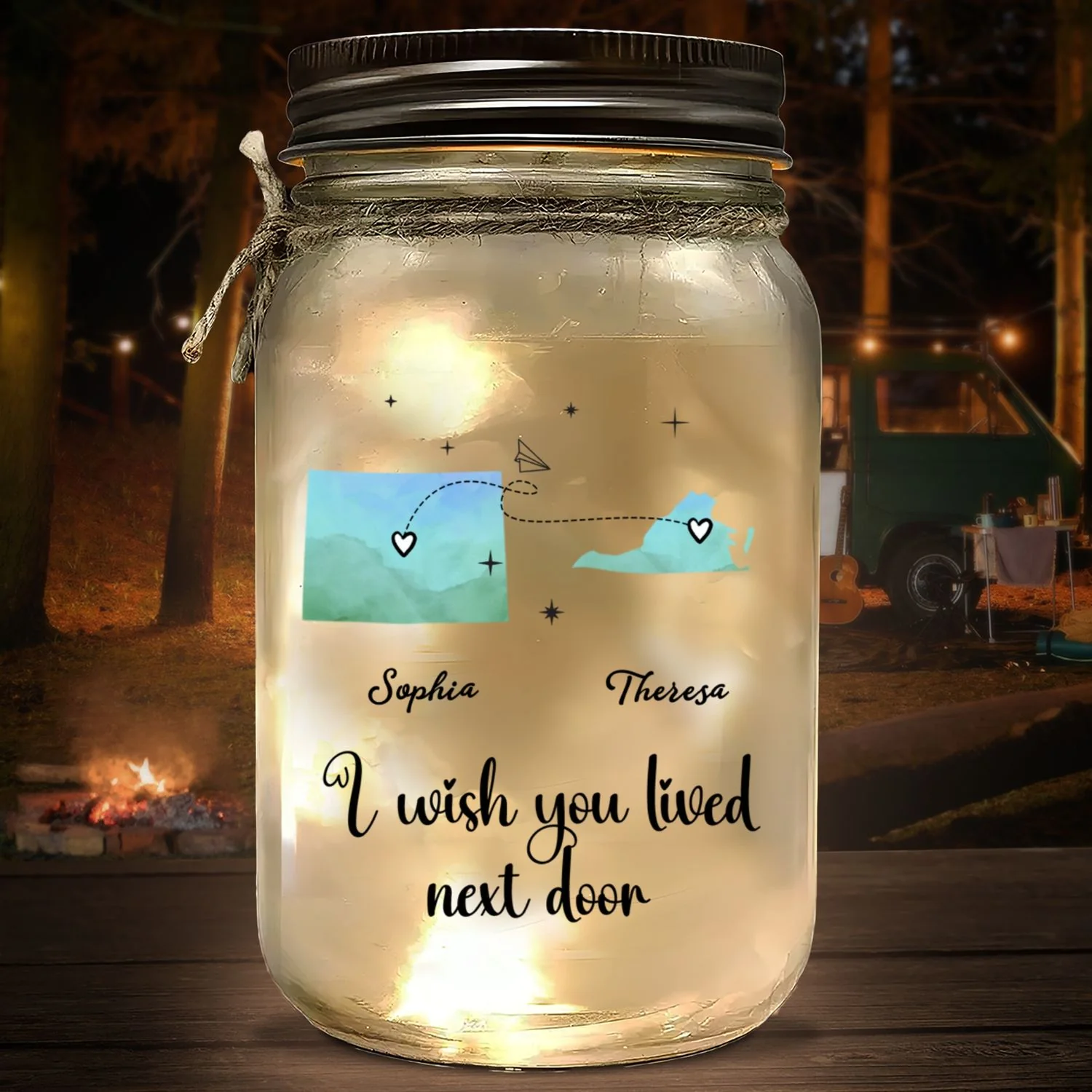 I Wish We Lived Closer - Personalized Custom Mason Jar Light - Image 6