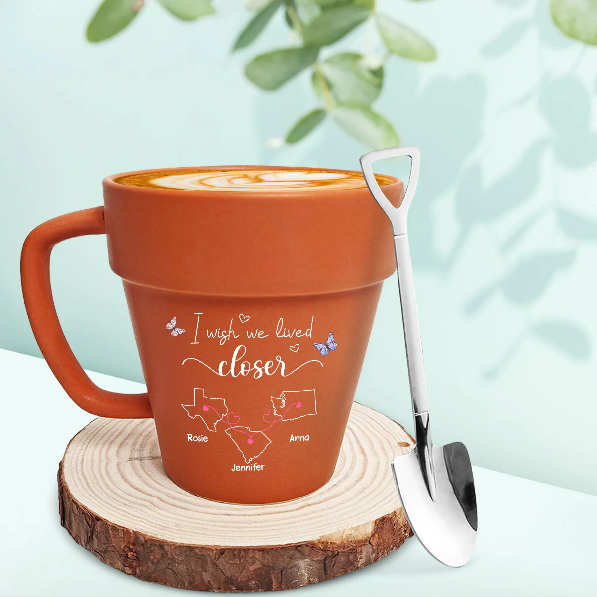 I Wish We Lived Closer - Personalized Custom Plant Pot Mug - Image 3