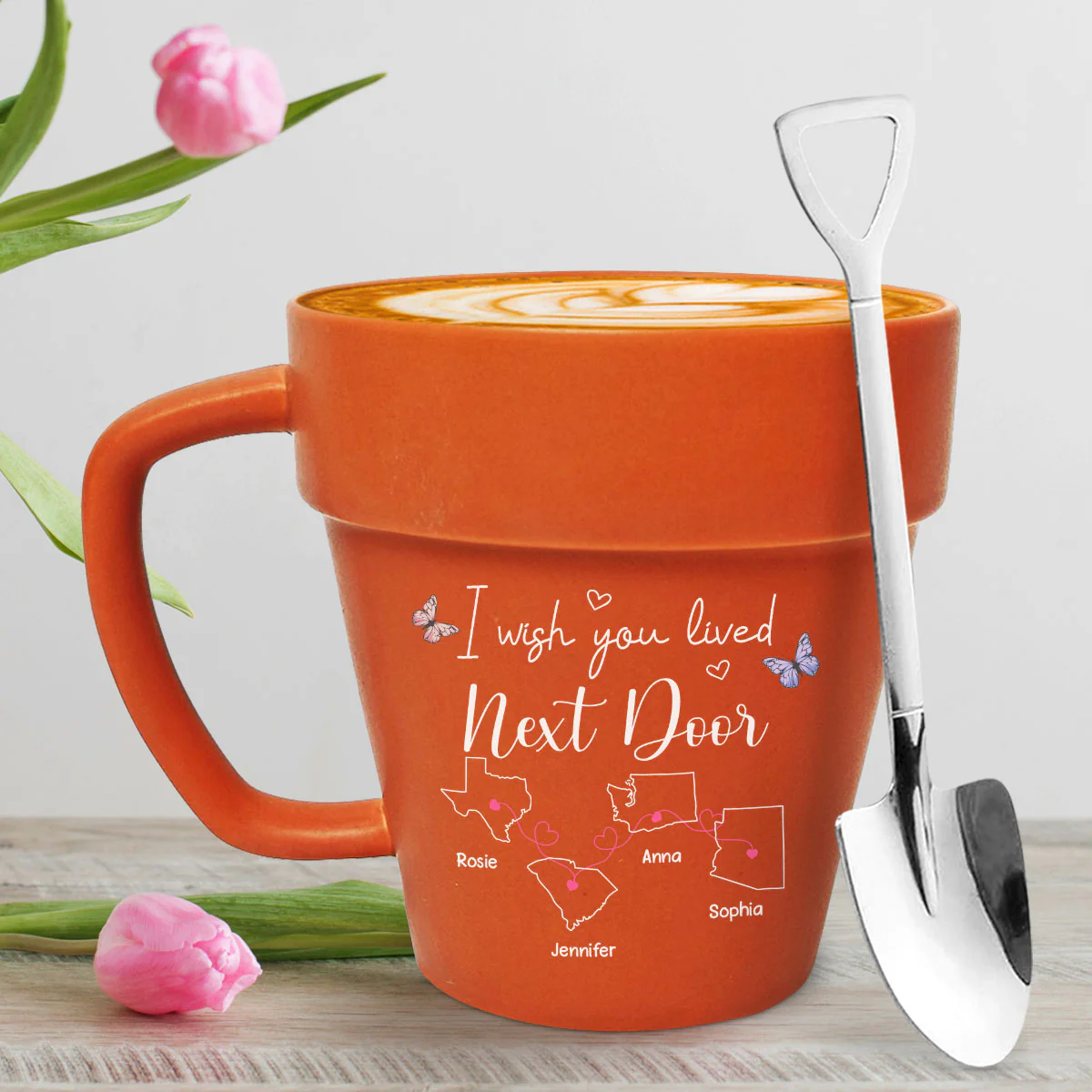 I Wish We Lived Closer - Personalized Custom Plant Pot Mug - Image 4