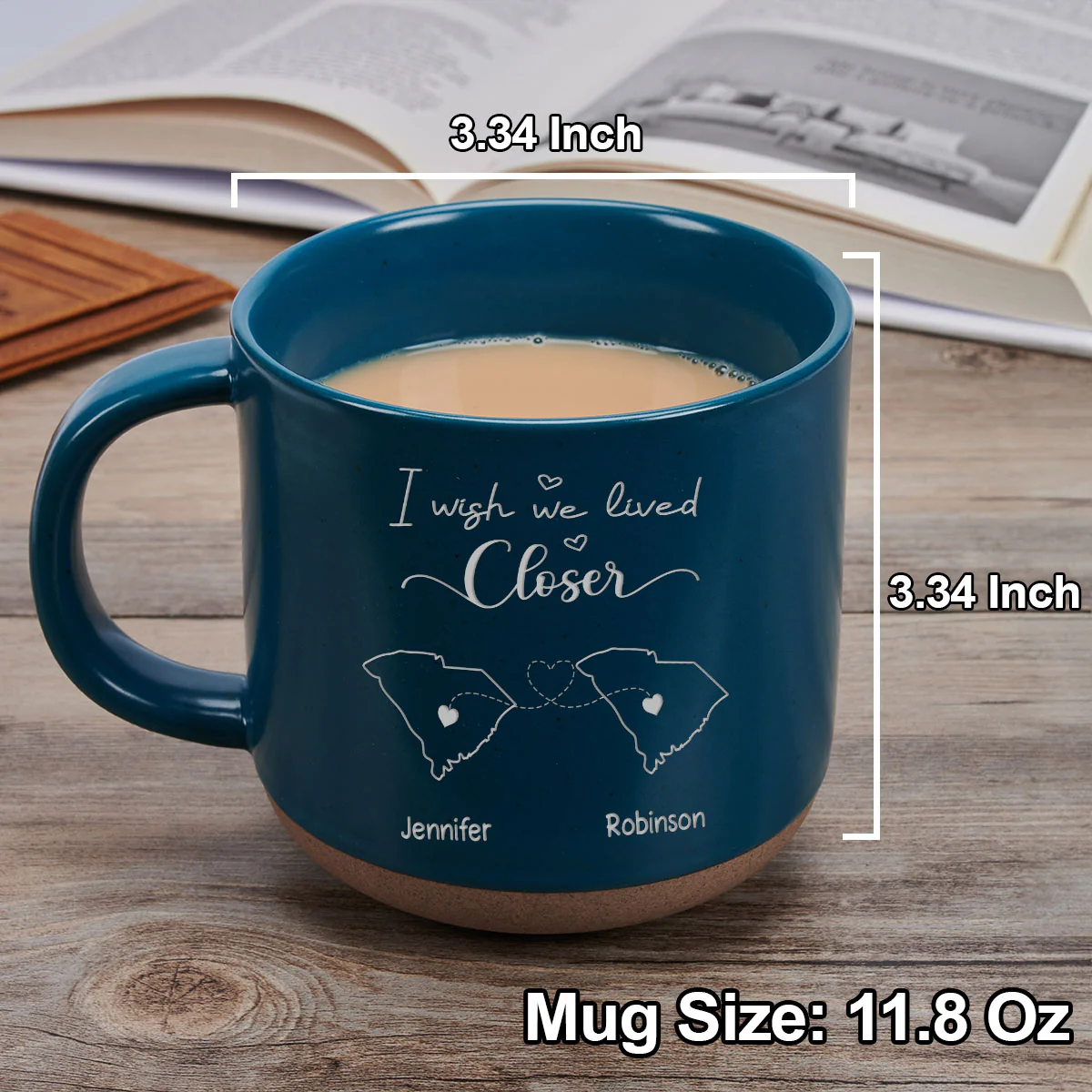 I Wish We Lived Closer - Personalized Custom Pottery Mug - Image 6