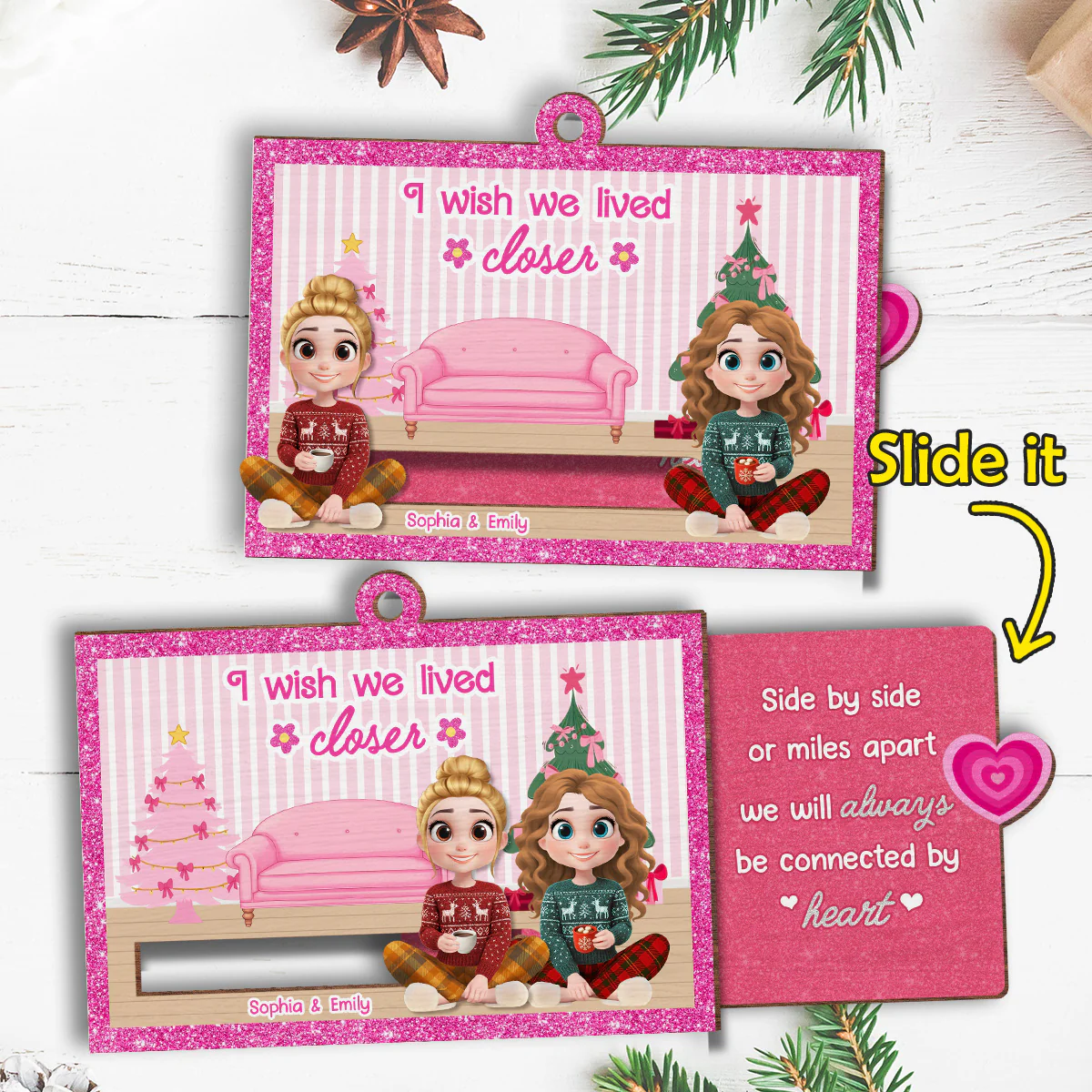 I Wish We Lived Closer - Personalized Custom Slide Ornament - Image 2