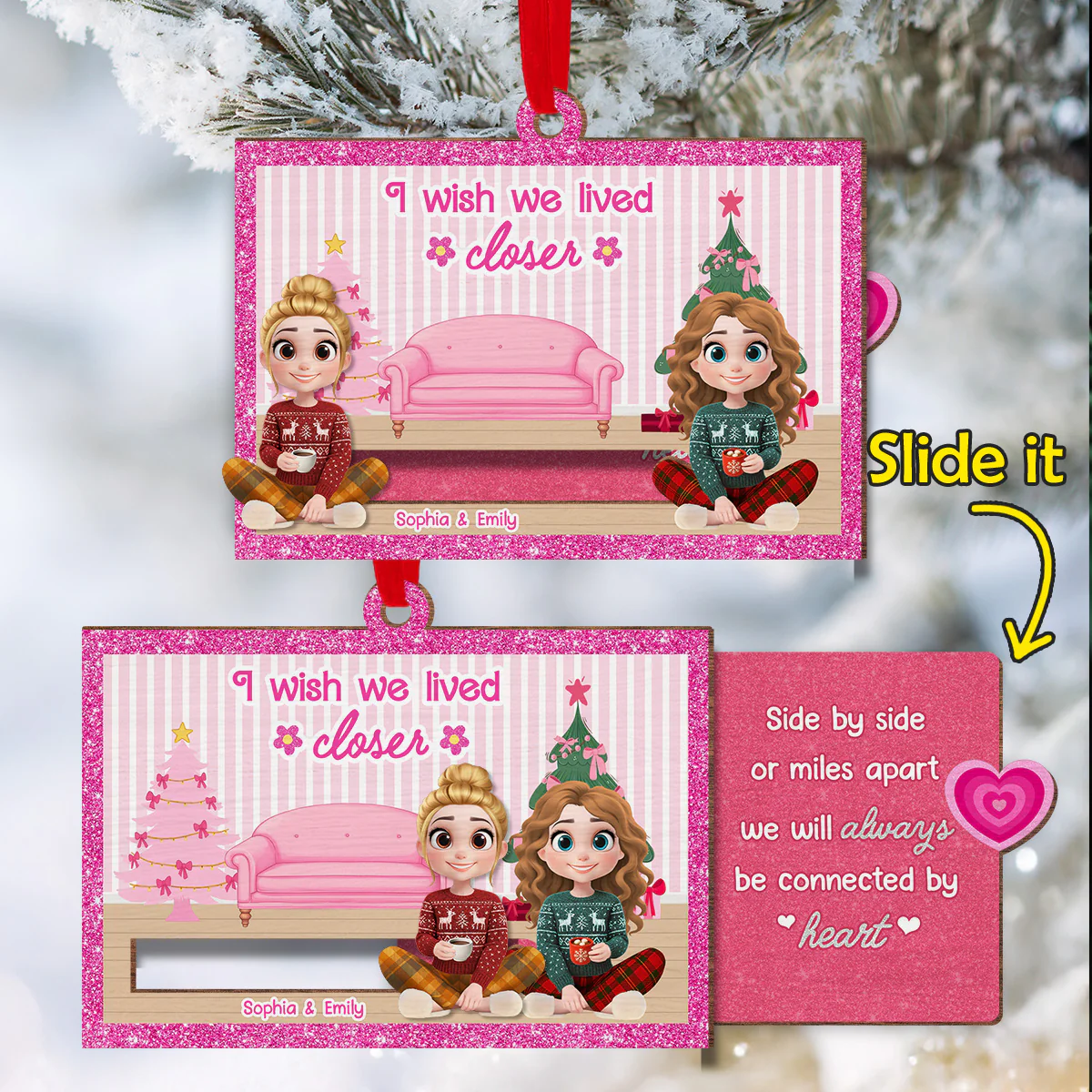 I Wish We Lived Closer - Personalized Custom Slide Ornament - Image 5