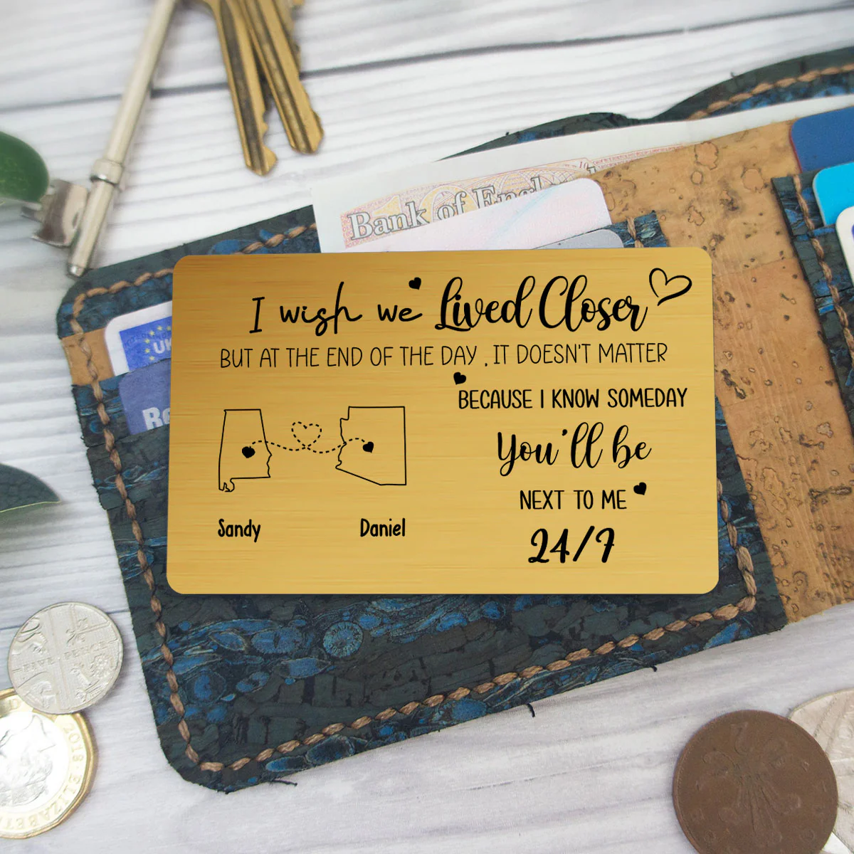 I Wish We Lived Closer - Personalized Custom Wallet Card - Image 3