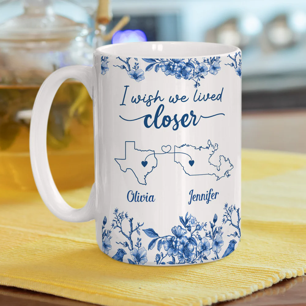 I Wish We Lived Closer Toile - Personalized Custom Coffee Mug - Image 5