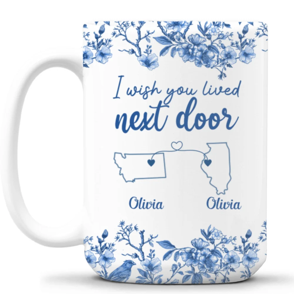 I Wish We Lived Closer Toile - Personalized Custom Coffee Mug - Image 8