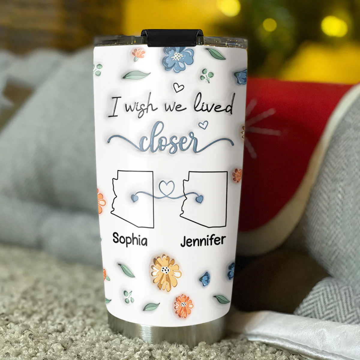 I Wish We Lived Closer Version 2 - Personalized Custom 3D Inflated Effect Tumbler - Image 3