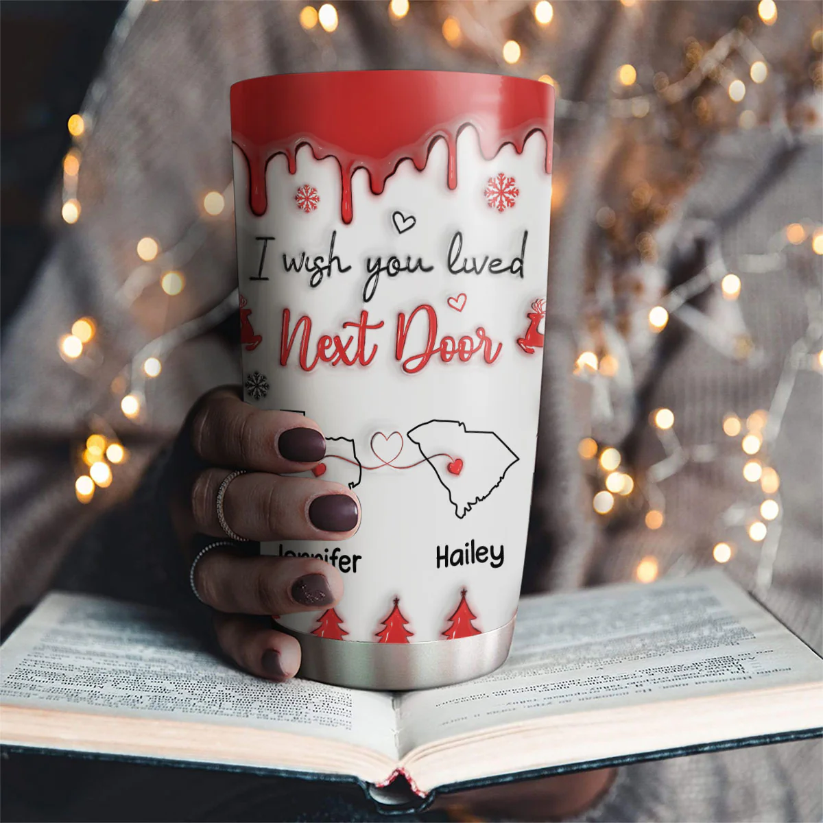 I Wish We Lived Closer Version 2 - Personalized Custom 3D Inflated Effect Tumbler - Image 2