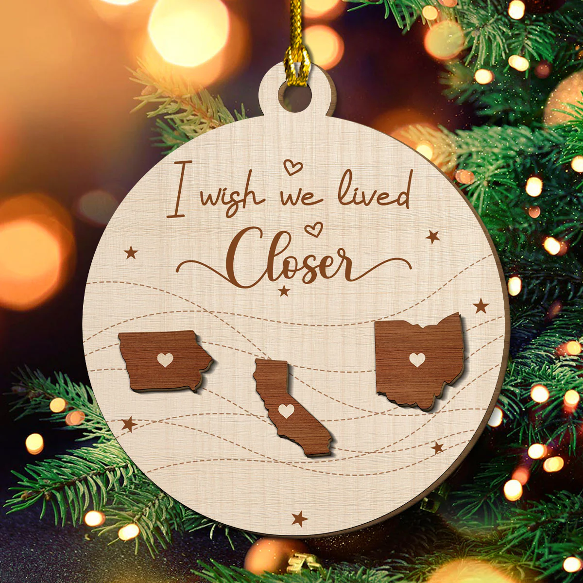 I Wish We Lived In The Same Neighborhood - Personalized Custom Freeshape 2-Layered Wood Ornament - Image 2