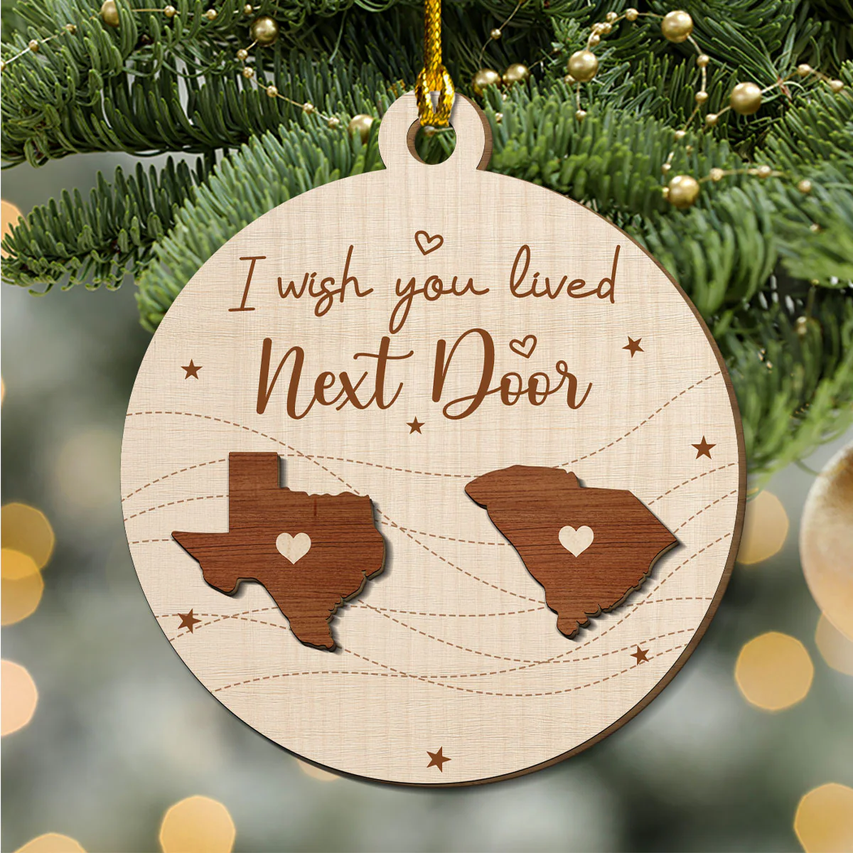I Wish We Lived In The Same Neighborhood - Personalized Custom Freeshape 2-Layered Wood Ornament - Image 4