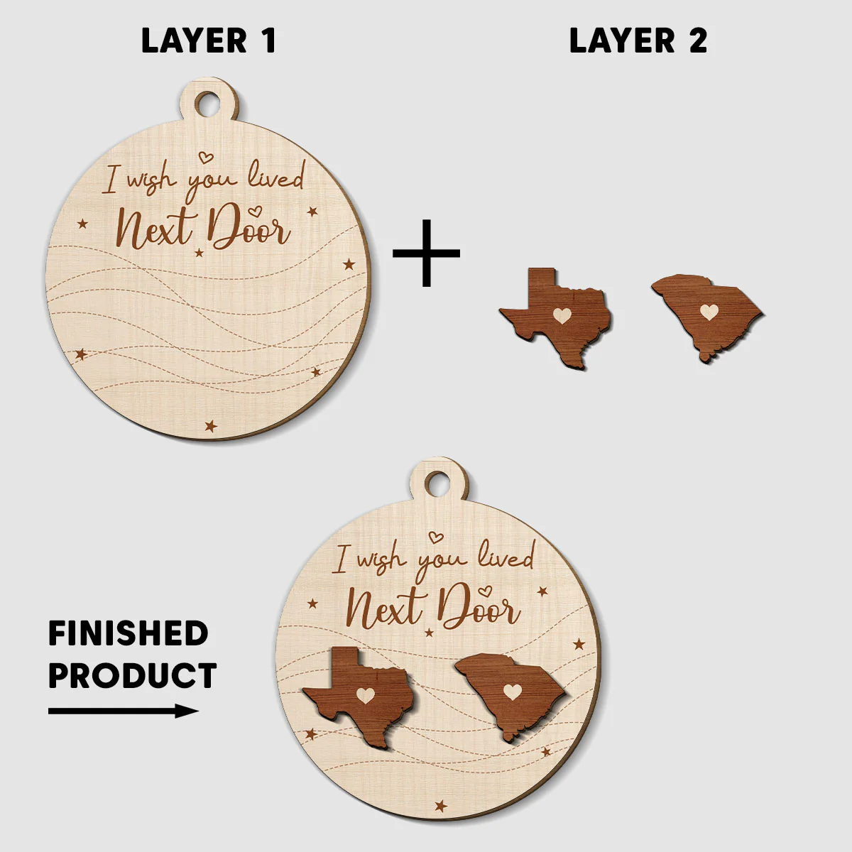 I Wish We Lived In The Same Neighborhood - Personalized Custom Freeshape 2-Layered Wood Ornament - Image 5