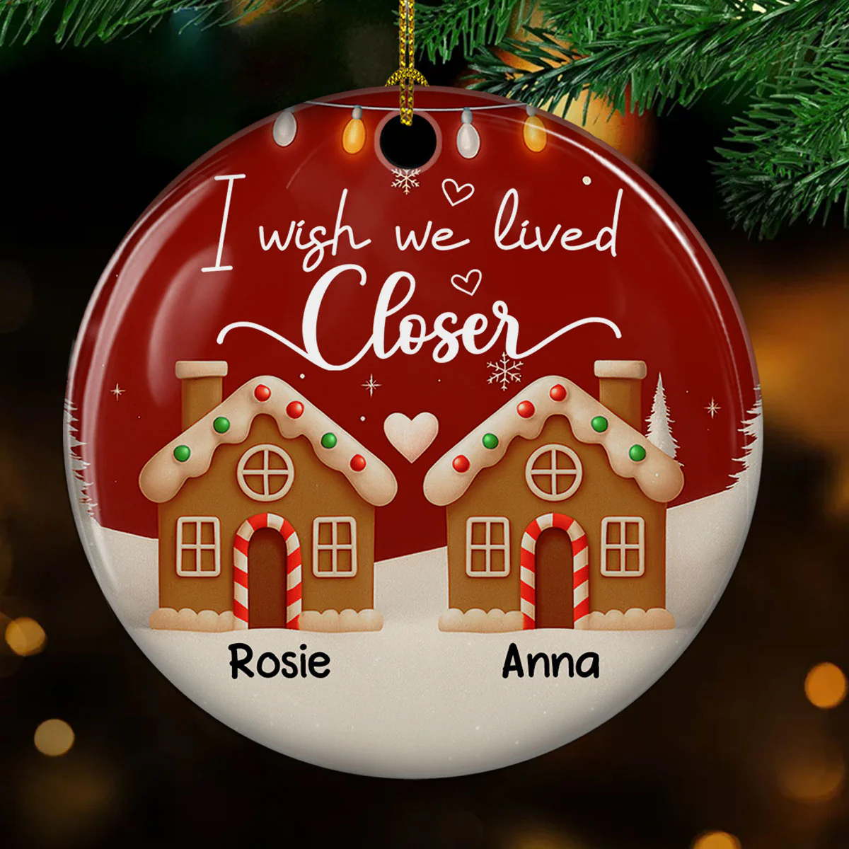 I Wish We Lived Much Closer - Personalized Custom 3D Effect Ceramic Ornament - Image 2