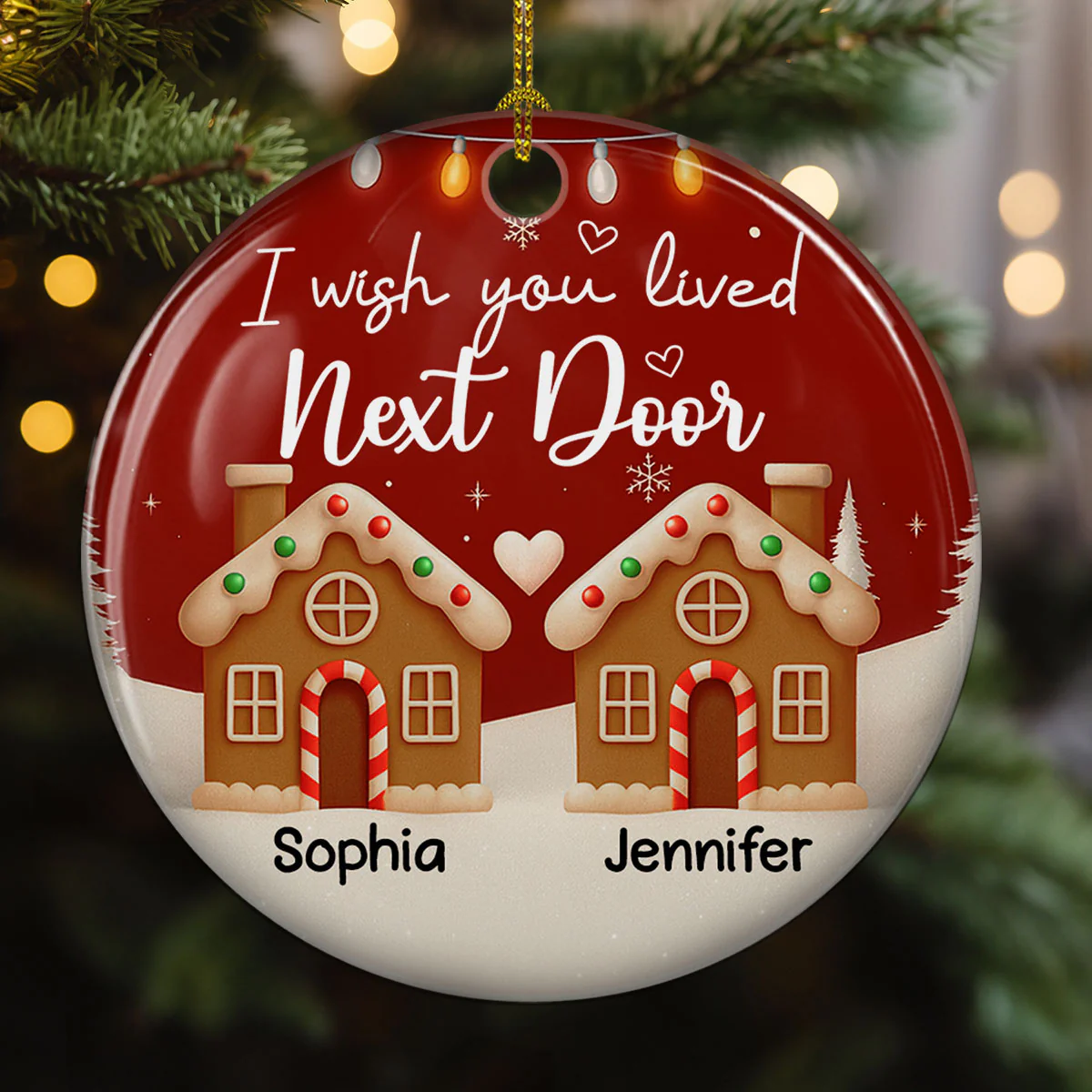 I Wish We Lived Much Closer - Personalized Custom 3D Effect Ceramic Ornament - Image 3